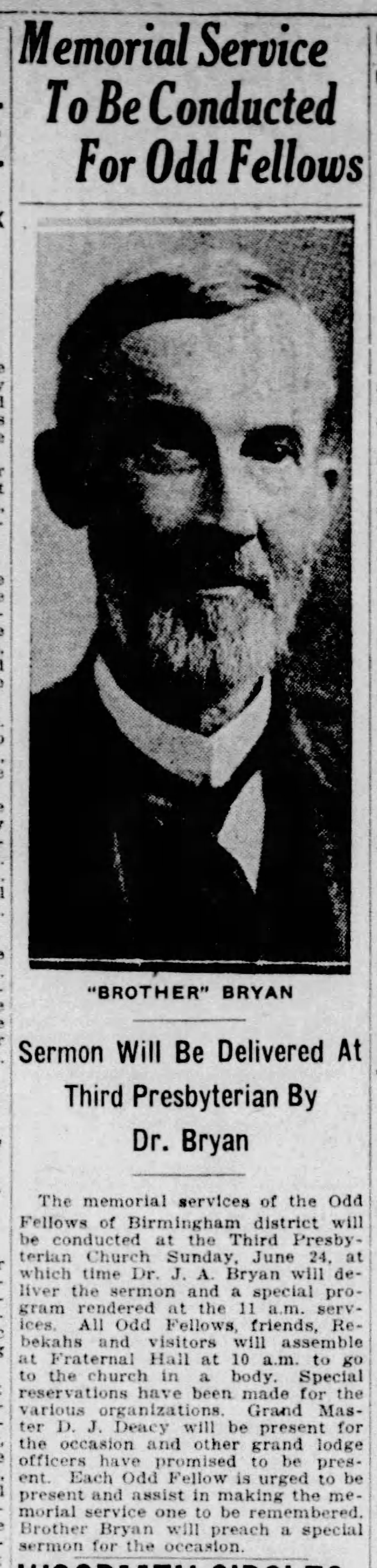 Memorial Service To Be Conducted for Odd Fellows